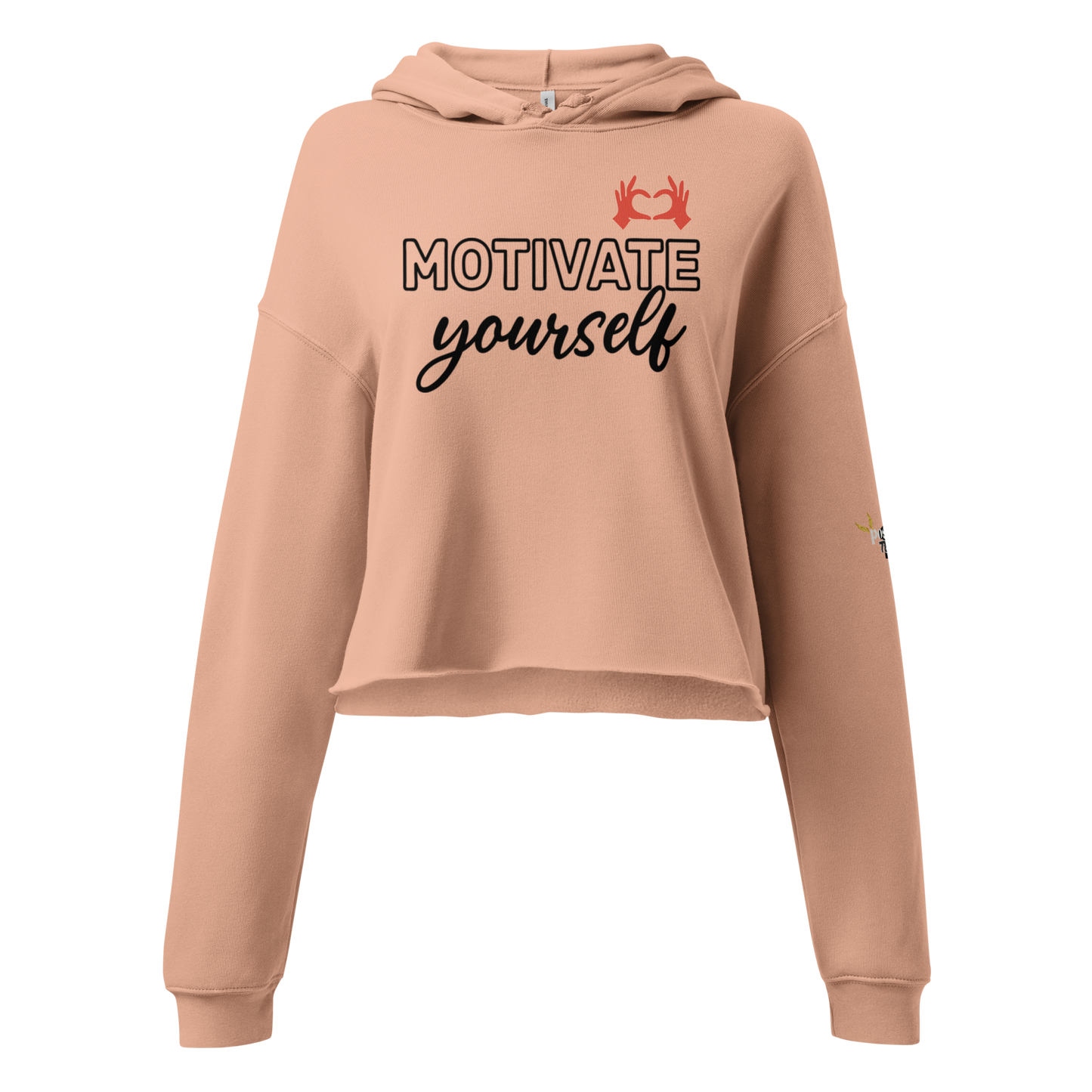 Motivate Yourself Crop Hoodie(Peach)