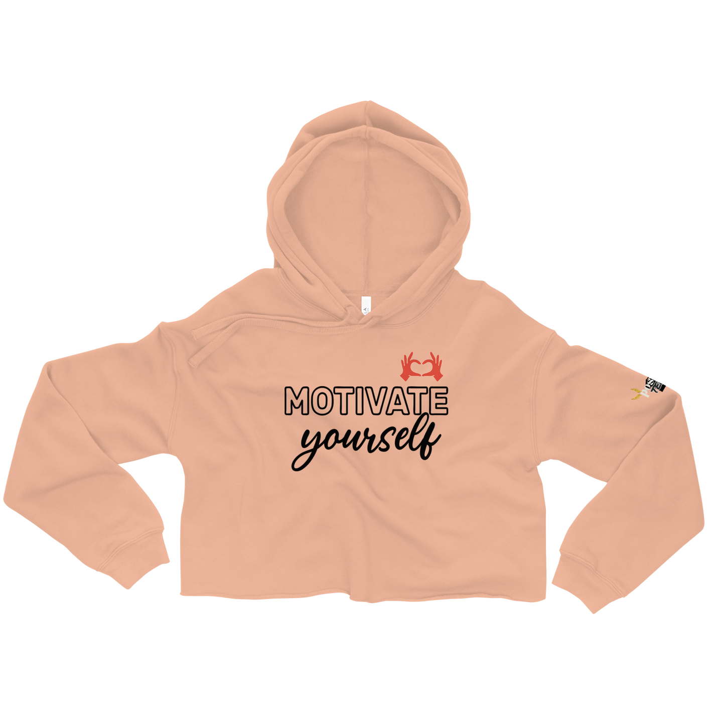 Motivate Yourself Crop Hoodie(Peach)